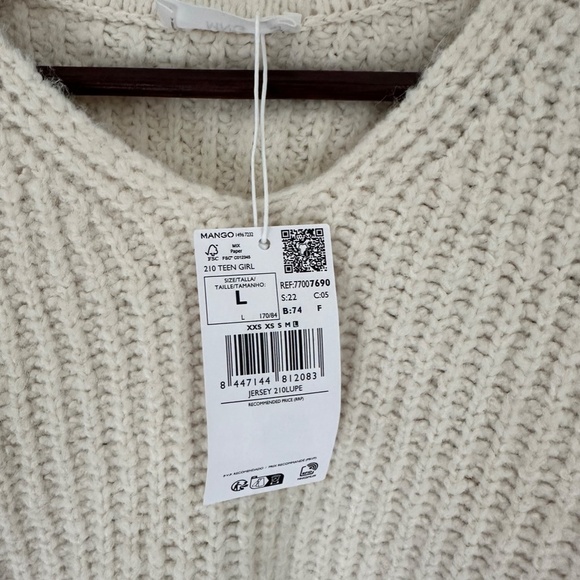 MANGO Teen Cream Collared Sweater — Size Large - Picture 2 of 5